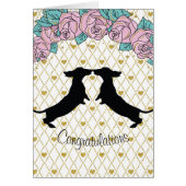 Dachshund Hearts Roses Congratulations Card (Devant)