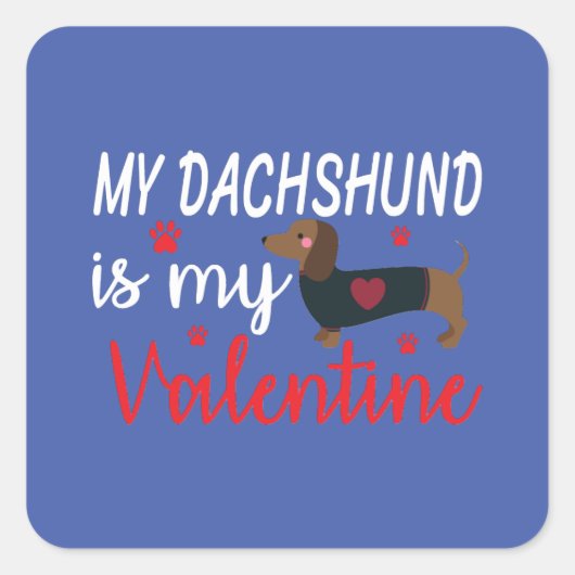 Dachshund Hearts Valentijnsdag Funny Dog Valentin Vierkante Sticker (Voorkant)