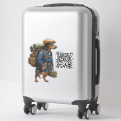 Dachshund Hiker + QR Code Sticker (Koffer)
