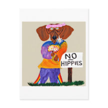 Dachshund Hippie bij Niet-Hippies Bord