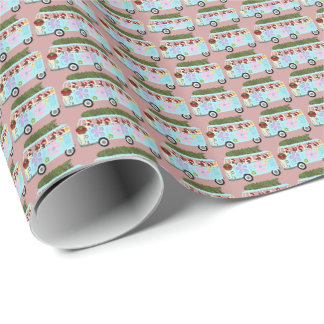 Dachshund Hippie Santa's Van Wrapping Paper 30"x6" Cadeaupapier
