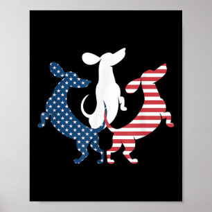 Dachshund Hond 4 juli Amerikaanse Patriottische Ve Poster
