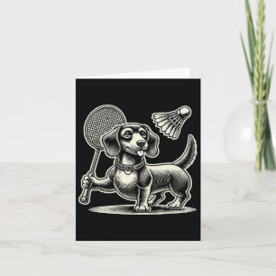 Dachshund hond badminton speler shuttle mannen vro kaart