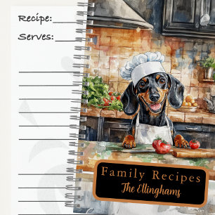 Dachshund-hond Chef Spiraal Receptenboek Notitieboek