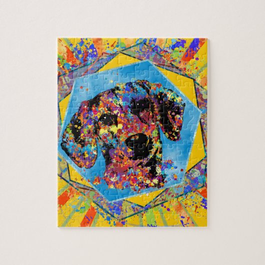 Dachshund-hond - Doxie Abstract gemengd medium Legpuzzel (Verticaal)