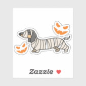 Dachshund Hond Halloween Candy Corn Volle Maan Sticker (Vel)
