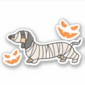 Dachshund Hond Halloween Candy Corn Volle Maan Sticker (Voorkant)