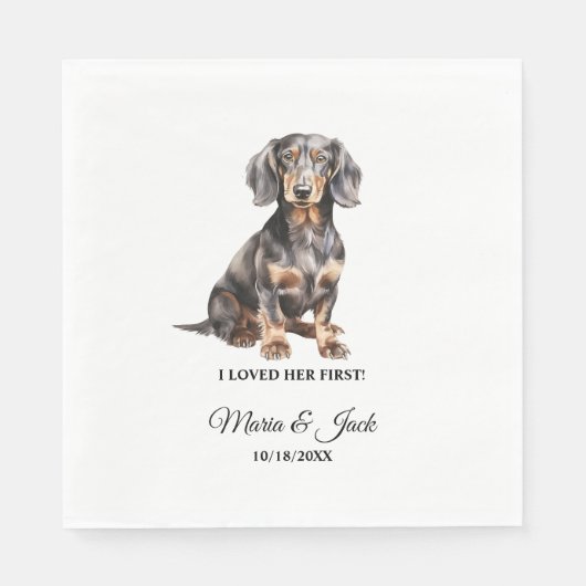 Dachshund-hond Ik hield van haar eerst Servetten (Voorkant)
