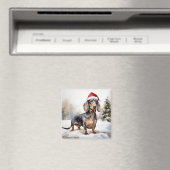 Dachshund hond in de sneeuw Kerstmis Magneet (Insitu (Vaatwasser))