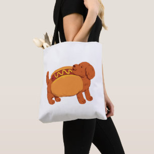 Dachshund Hond in hot dog kostuum Draagtas