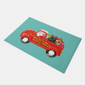 Dachshund Hond in Kerst Leveringsvrachtwagen Deurmat (Schuin)