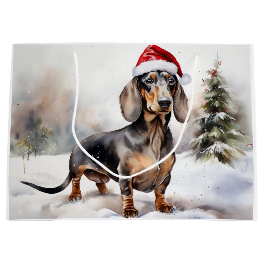 Dachshund Hond in Sneeuw Kerstmis Groot Cadeauzakje