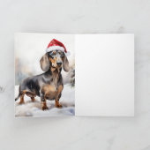 Dachshund Hond in Sneeuw Kerstmis Kaart (Binnen)