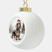 Dachshund Hond in Sneeuw Kerstmis Keramische Bal Ornament (Rechts)