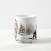 Dachshund-hond in sneeuw Kerstmis Koffiemok (Center)