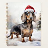 Dachshund Hond in Sneeuw Kerstmis Planner (Voorkant)