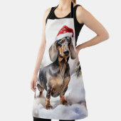 Dachshund Hond in Sneeuw Kerstmis Schort (Insitu)