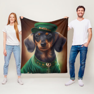 Dachshund hond in St. Patrick's Day jurk Fleece Deken