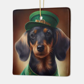Dachshund-hond in St. Patrick's Day-jurk Keramisch Ornament (Links)