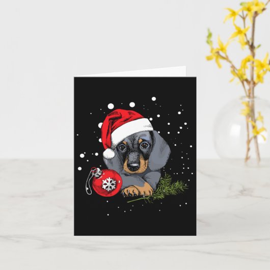 Dachshund Hond Kerstboom Licht Kerstmis Gift Kaart (Gele Bloem)