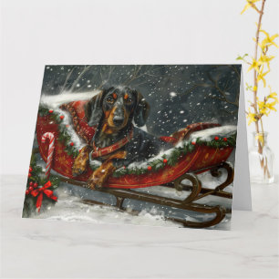 Dachshund Hond Kerstfeest Kaart