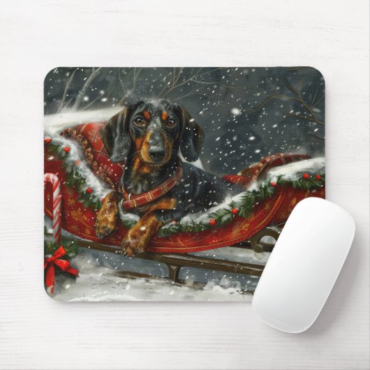 Dachshund Hond Kerstfeest Muismat (Met muis)