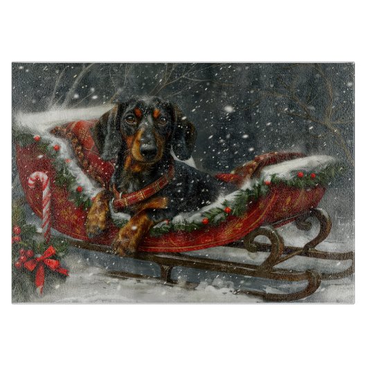 Dachshund Hond Kerstfeest Snijplank (Voorkant)