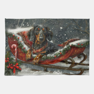 Dachshund Hond Kerstfeest Theedoek