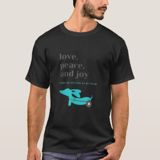 Dachshund Hond Moeder Vader Kerstmis Liefde Vrede  T-shirt