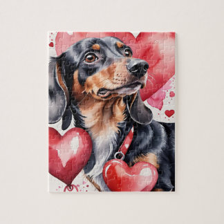 Dachshund Hond Portret Waterverf Valentijn Legpuzzel
