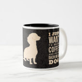 Dachshund Hond Retro Wiener Coffe verslaafde Tweekleurige Koffiemok (Voorkant rechts)