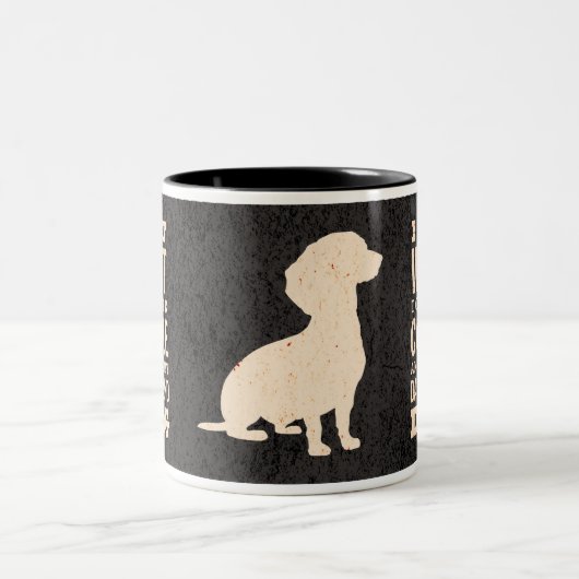 Dachshund Hond Retro Wiener Coffe verslaafde Tweekleurige Koffiemok (Center)