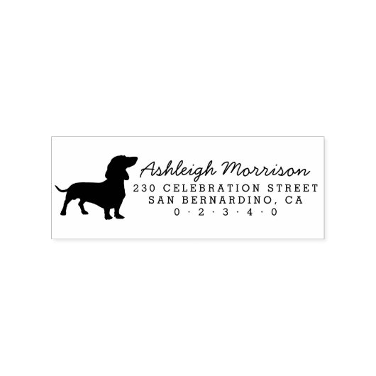 Dachshund hond silhouet aangepaste retour adres rubberstempel (Afrduk)