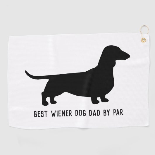 Dachshund hond silhouet aangepaste tekst golfhanddoek (Horizontaal)