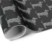 Dachshund Hond Silhouet Y & B Raster Zwart Cadeau Cadeaupapier (Rol Hoek)