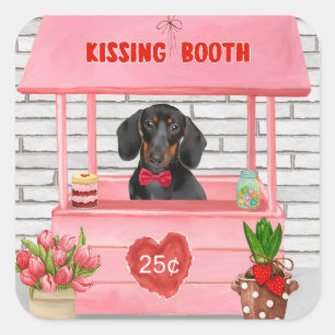 Dachshund-hond Valentijnsdag Kussenstand Vierkante Sticker