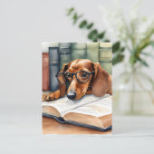 Dachshund Hond Waterverf Briefkaart (Staand voorkant)