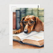 Dachshund Hond Waterverf Briefkaart (Voorkant / Achterkant)