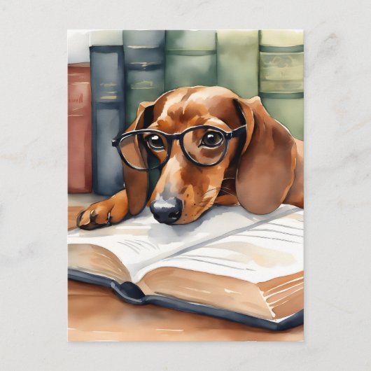 Dachshund Hond Waterverf Briefkaart (Voorkant)