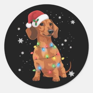 Dachshund Honden Boom Kerstmis Kersthuisdier Hond Ronde Sticker