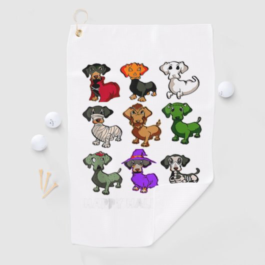 Dachshund Honden Halloween Happy Halloween Golfhanddoek (Insitu)