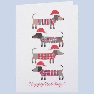 Dachshund honden in kerstmannenhoeden Kerstmis Notitiekaartje