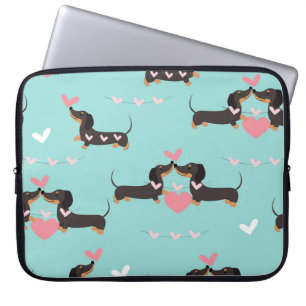 Dachshund-honden in liefde en hart naadloos patroo laptop sleeve