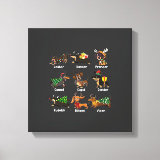 Dachshund Honden Kerst Pyjama Hond Klassiek T-Shir Canvas Afdruk