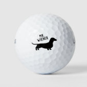Dachshund honden silhouet met aangepaste naam  golfballen (Voorkant)