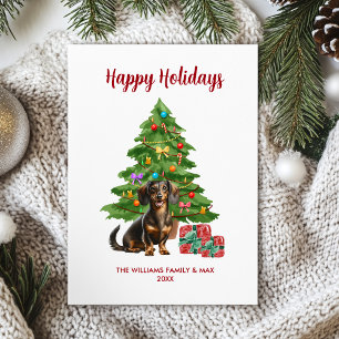 Dachshund-hondenfamilie Kerstmis Feestdagenkaart
