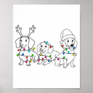 Dachshund hondenliefhebber kerstlicht Kerstmis Dox Poster