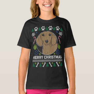 Dachshund-Hondenras Oogly met kerst T-shirt