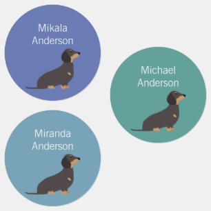 Dachshund-hondkleuren waterdicht etiket labels