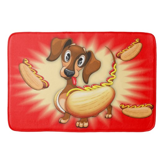Dachshund Hot Dog Badmat (Voorkant)